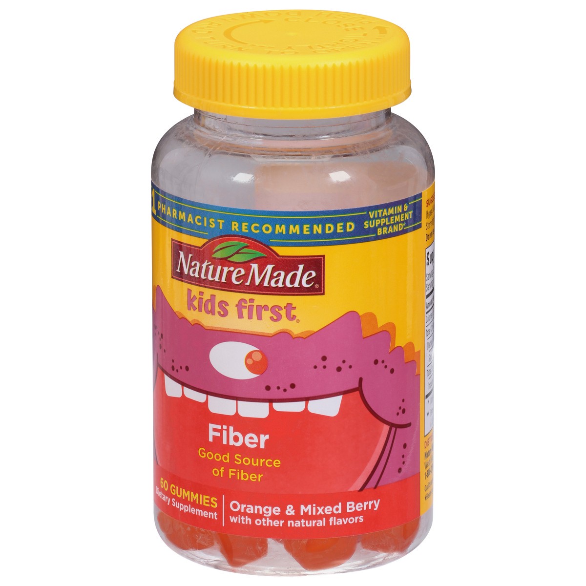 slide 3 of 9, Nature Made Kids First Fiber Gummies, Fiber Supplement for Digestive Health Support, 60 Gummies, 30 Day Supply, 60 ct