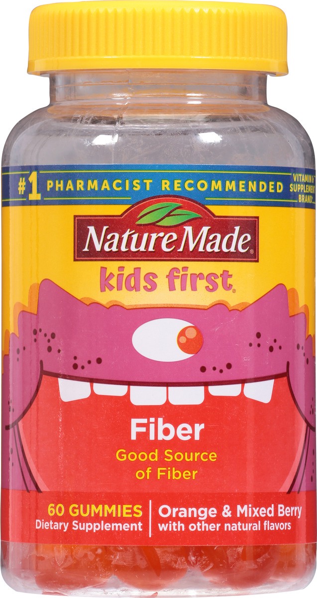 slide 5 of 9, Nature Made Kids First Fiber Gummies, Fiber Supplement for Digestive Health Support, 60 Gummies, 30 Day Supply, 60 ct