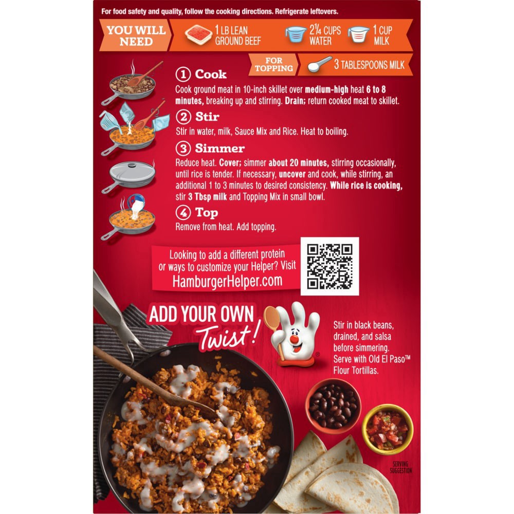 slide 4 of 5, Betty Crocker Hamburger Helper Cheesy Enchilada Mix, 7.5 oz