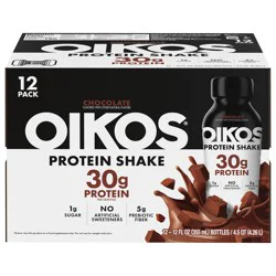 Oikos Protein Shake, Chocolate, 30g Protein, Shelf Stable, 12 Fl Oz Bottle, 12 Count​