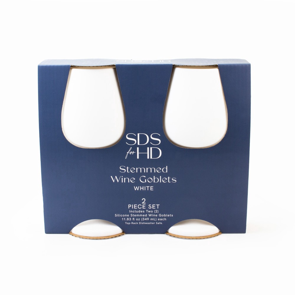 slide 1 of 1, SDS for HD Designs Silicone Stemmed Goblets - White, 2 ct