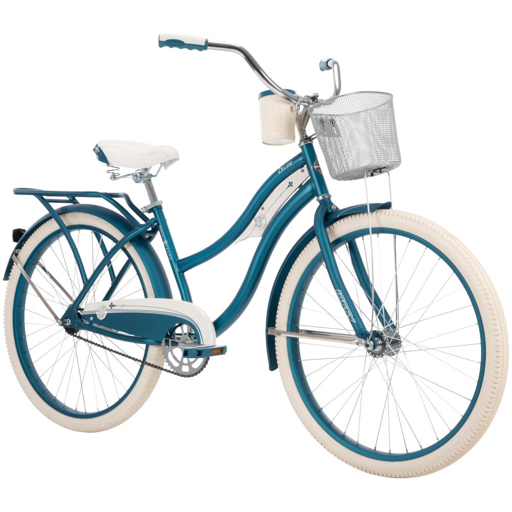slide 3 of 4, Huffy Deluxe Ladies' Cruiser Bike - Matte Emerald, 26 in