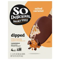 So Delicious Cashew Milk Frozen Dessert Bars, Dipped Salted Caramel, Dairy Free, Vegan, Non-GMO, Kosher, 4 Count Pack