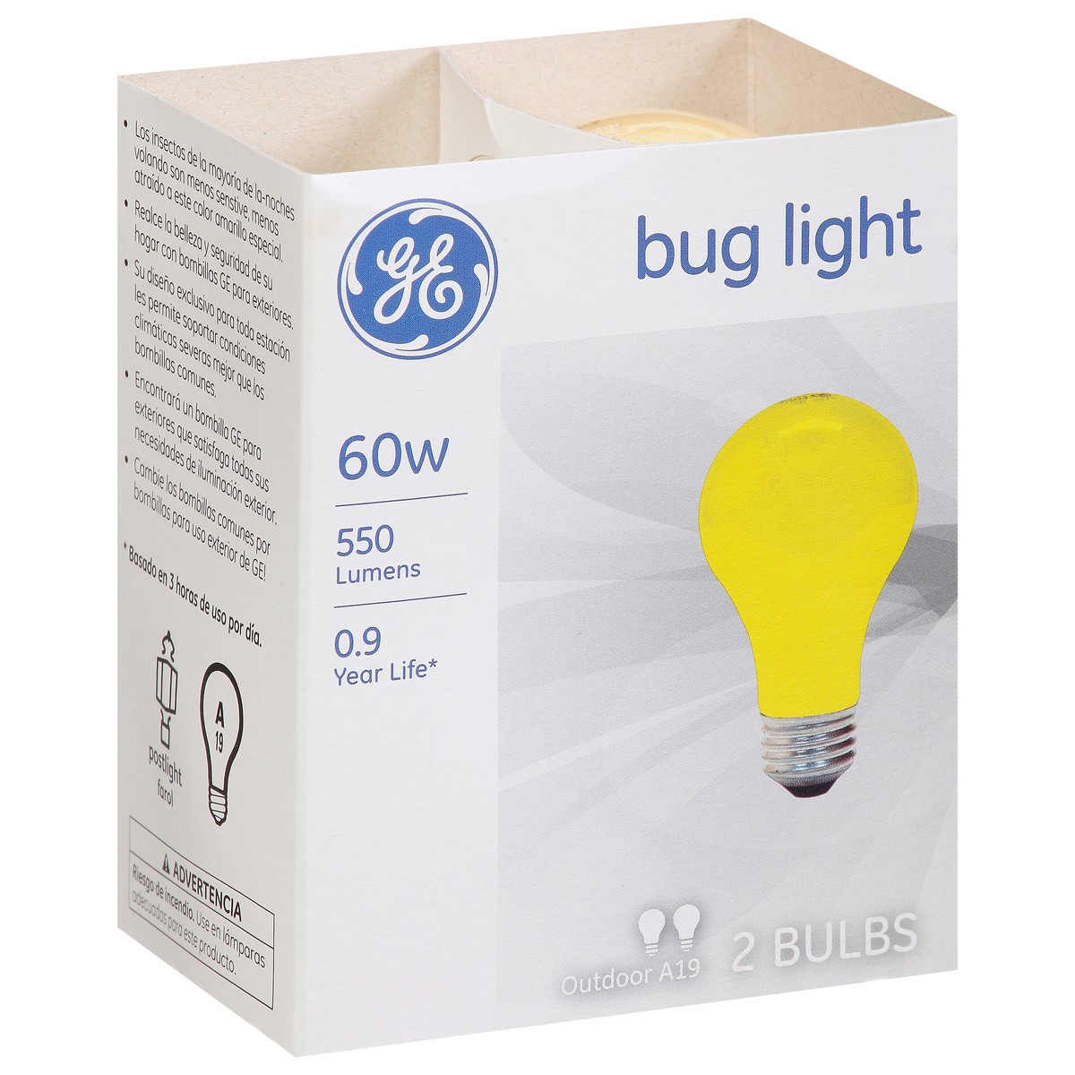 slide 1 of 8, Ge Bug Light 60 Watt A19 2-Pack, 2 ct