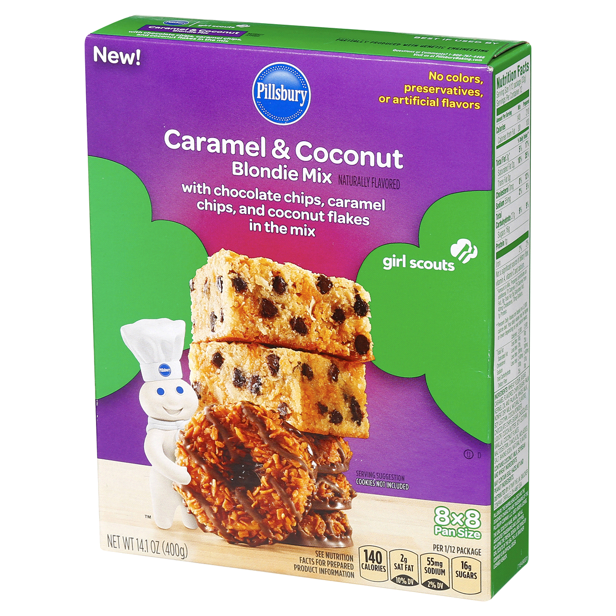 slide 8 of 8, Pillsbury Girl Scouts Caramel & Coconut Blondie Mix, 14.1 oz