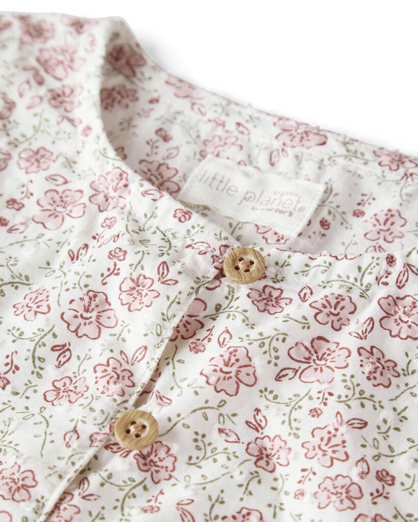 slide 5 of 5, Littleplanet Baby Girl Organic Cotton Dress in Prairie Blossom Print Prairie Blossom 3M, 1 ct