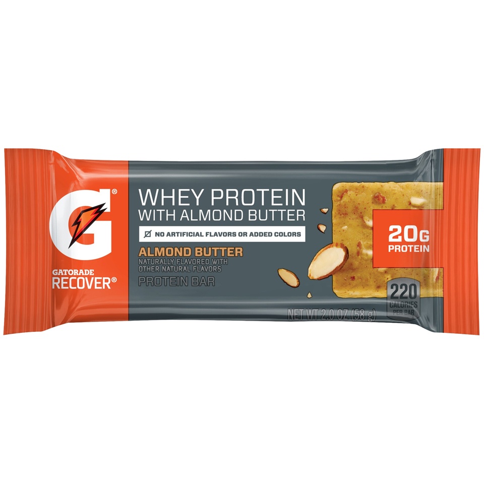 slide 5 of 5, Gatorade Recover Whey Protein with Almond Butter Protein Bars, 12 ct; 2 oz