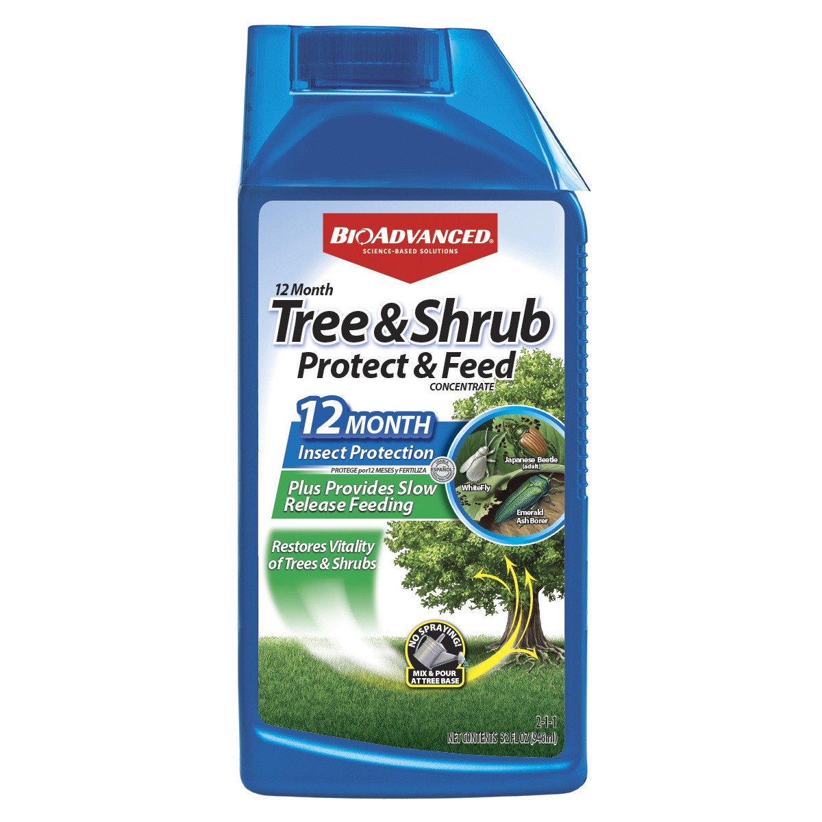 slide 1 of 6, BioAdvanced 12 Month Tree and Shrub Protect and Feed, Concentrate, 32 oz, 32 oz