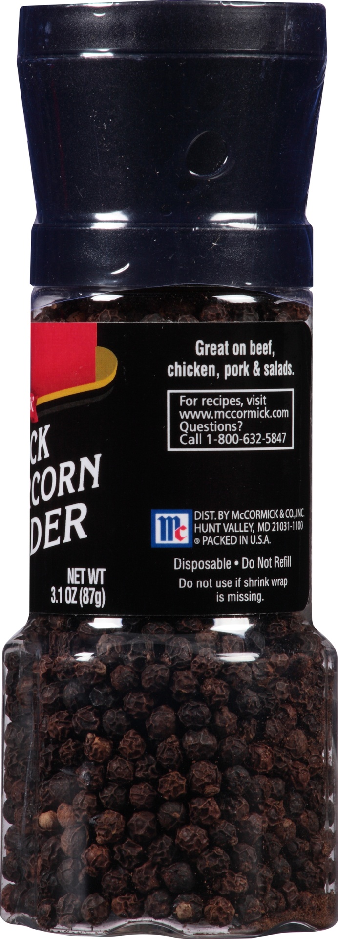 slide 3 of 4, Mccormick Black Peppercorn Grinder, 3.1 oz