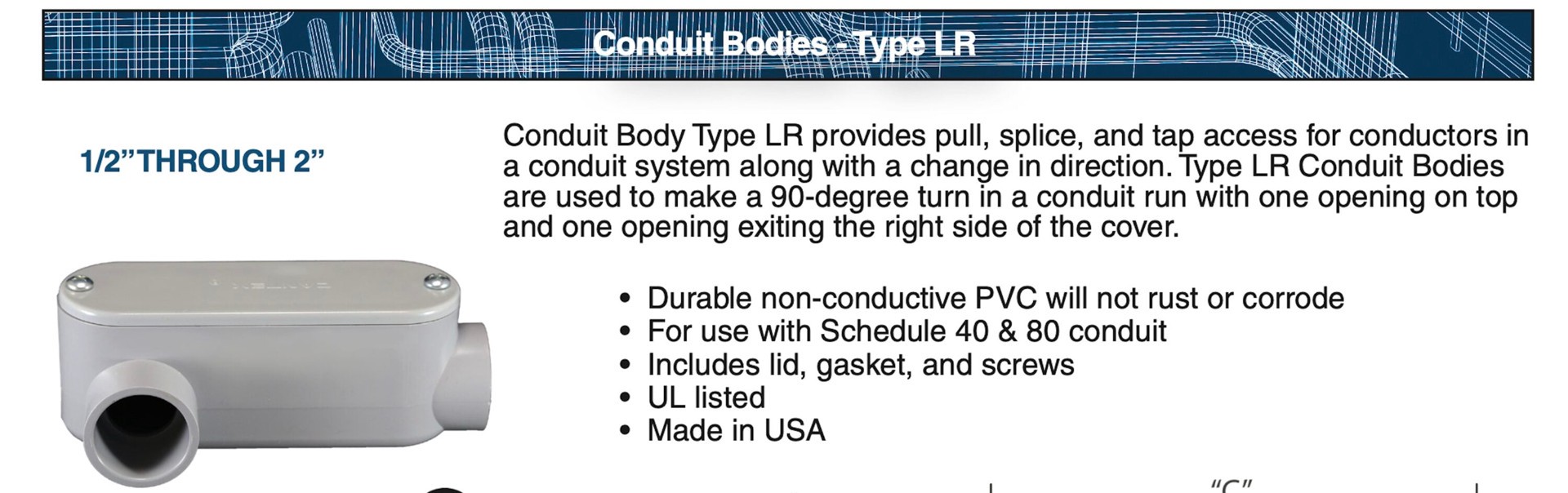 slide 3 of 5, CANTEX Conduit Body 3/4-in PVC Type LR conduit bodies, 1 ct