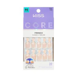 KISS Products Core French Tip Press-On Fake Nails - Short Squoval - Your Moment - 35 ct