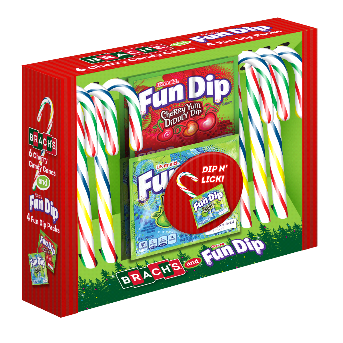 slide 1 of 1, Brach's Cherry Candy Canes With Fun Dip Pouches, 4.4 oz
