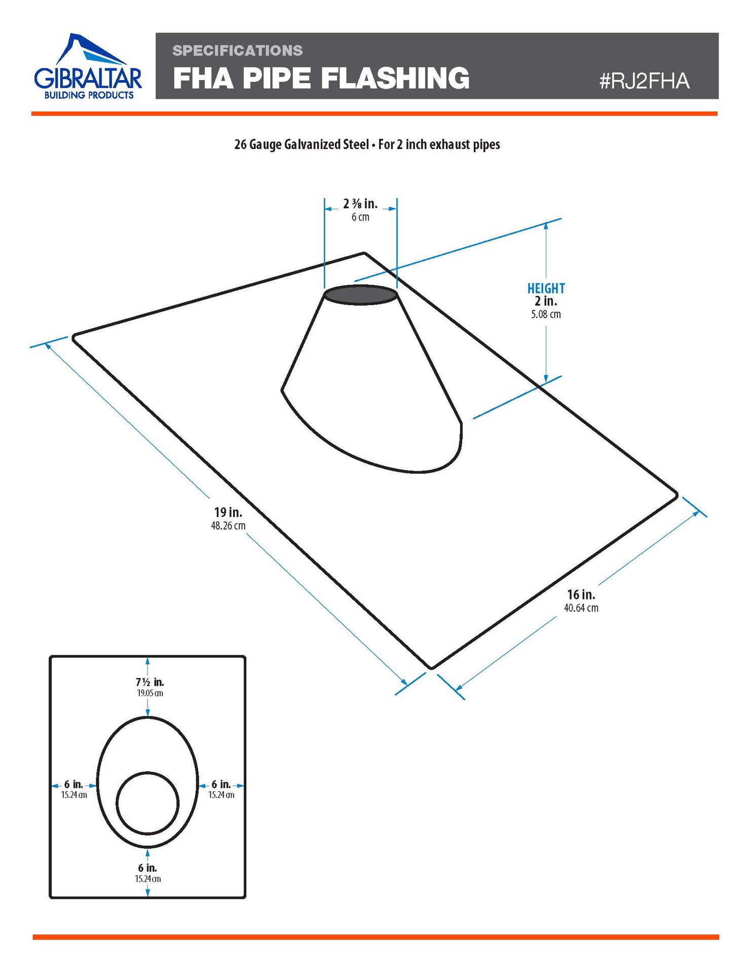 slide 6 of 6, Gibraltar Building Products 2-in x 18.75-in Galvanized steel Vent and Pipe Flashing, 1 ct