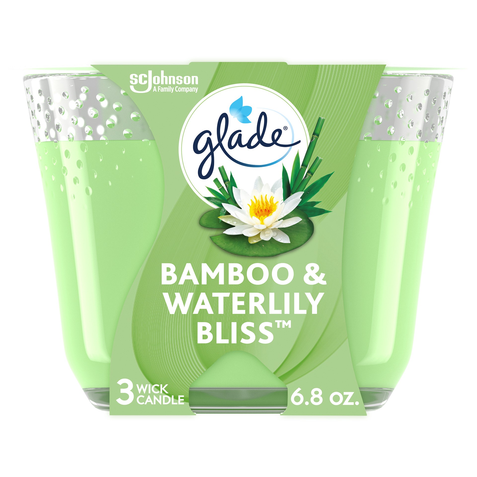 slide 4 of 5, Glade Candle, Bamboo Bliss Song, 6.8 oz