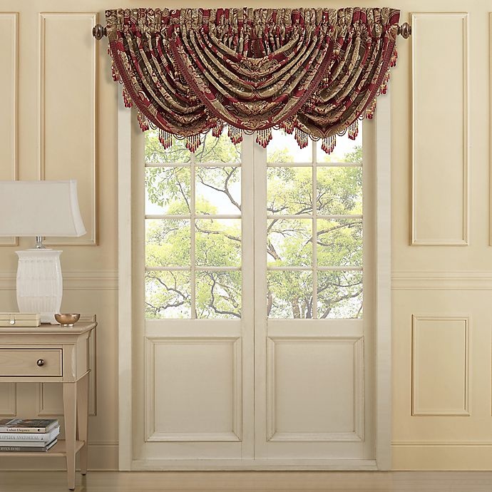 slide 1 of 2, J. Queen New York Maribella Waterfall Window Valance - Crimson, 1 ct