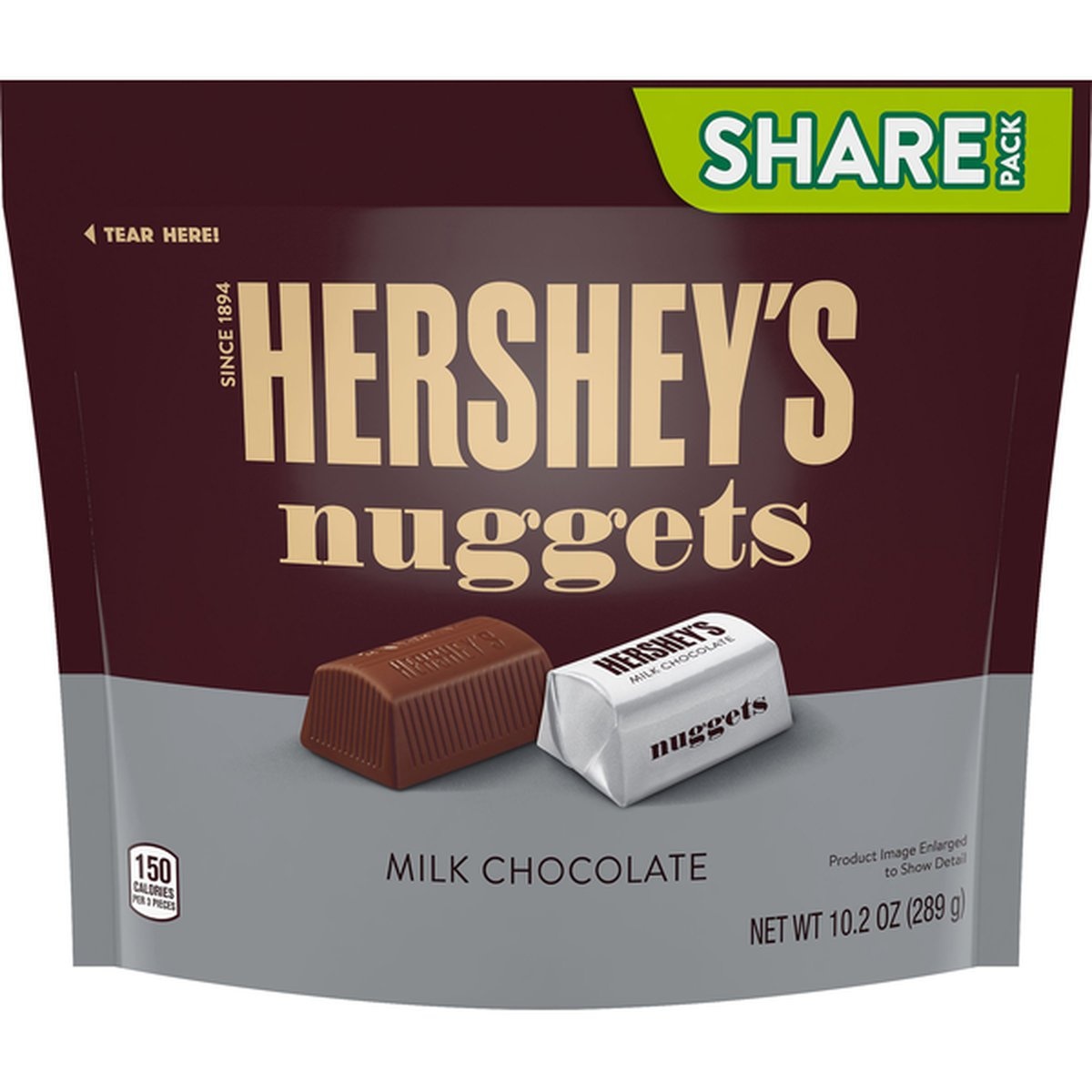 slide 1 of 1, Hershey Milk Chocolate, Nuggets, Share Pack, 10.2 oz