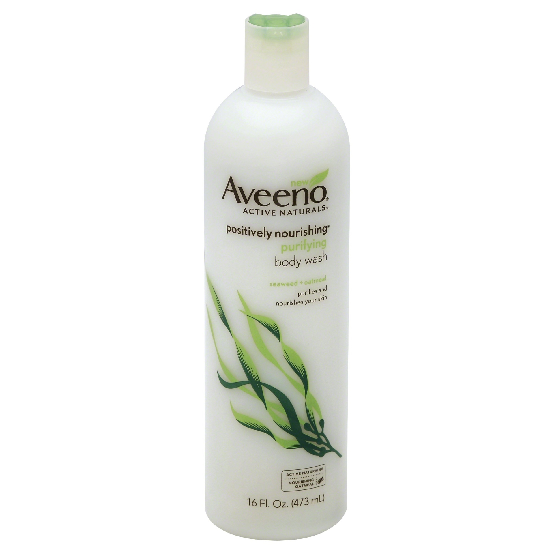 slide 1 of 2, Aveeno Positively Nourishing Body Wash Seaweed Oatmeal, 16 fl oz