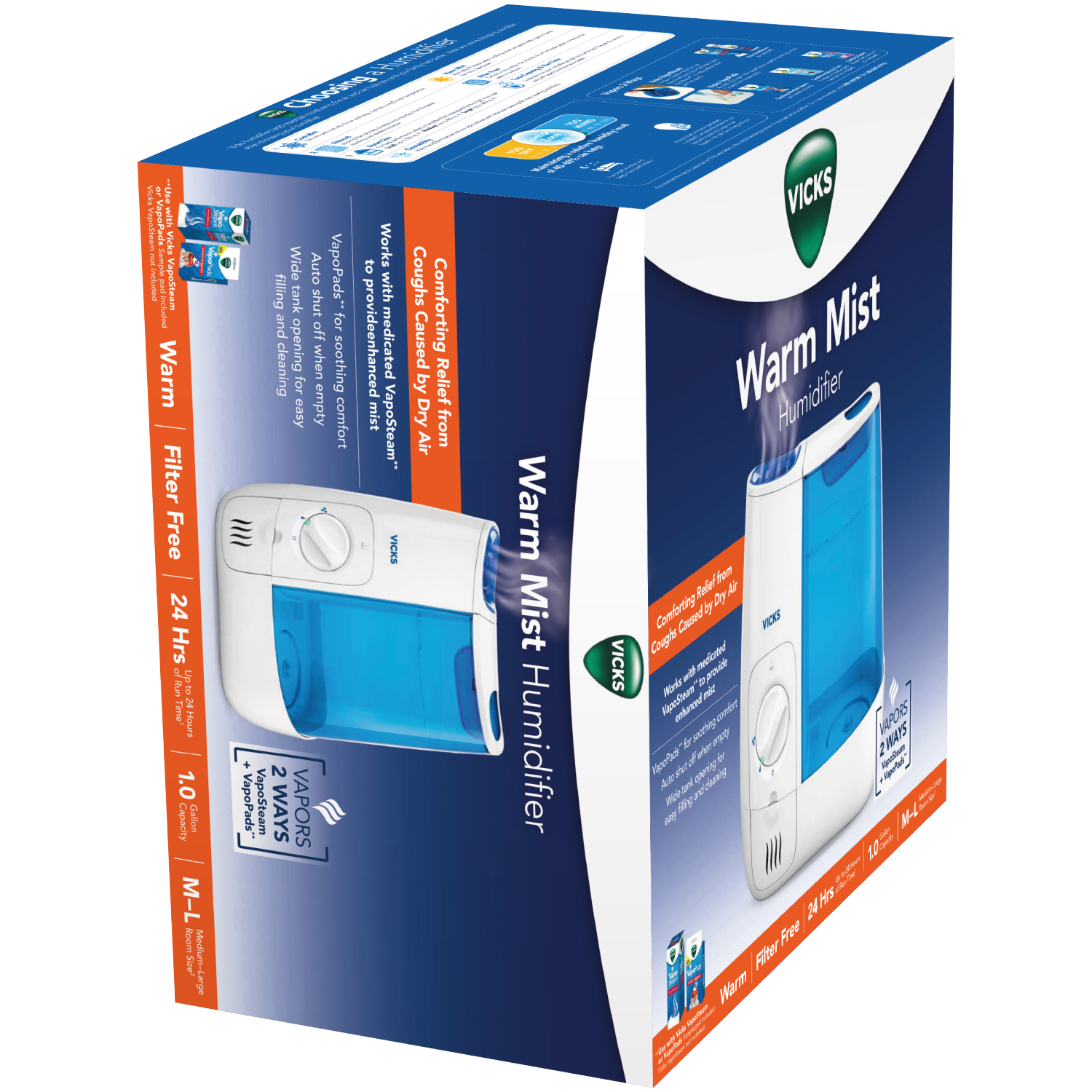 slide 3 of 5, Vicks Warm Mist Humidifier Medium-Large Room Size 1 ea, 1 ct