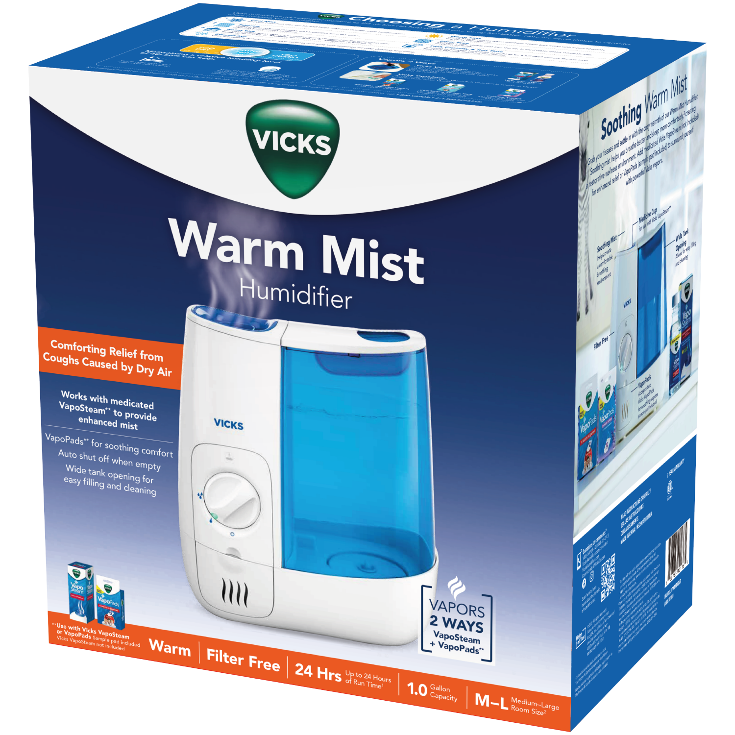 slide 4 of 5, Vicks Warm Mist Humidifier Medium-Large Room Size 1 ea, 1 ct