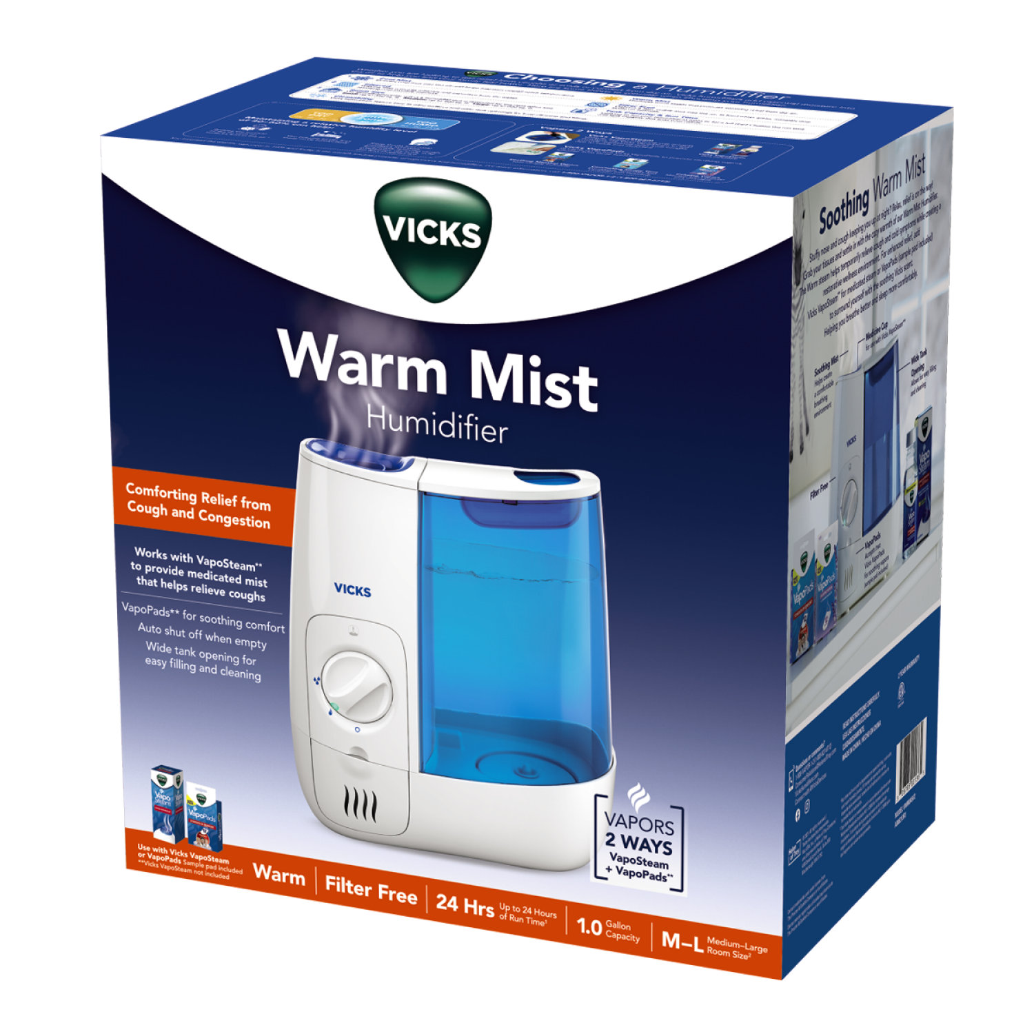 slide 1 of 5, Vicks Warm Mist Humidifier Medium-Large Room Size 1 ea, 1 ct