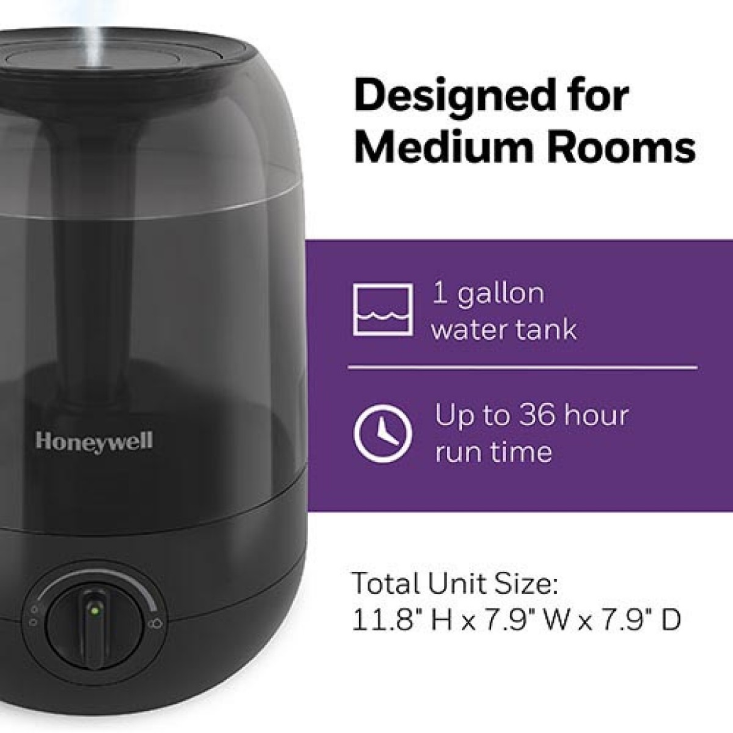 slide 2 of 2, Honeywell Humidifier Cool Mist Black, 1 gal
