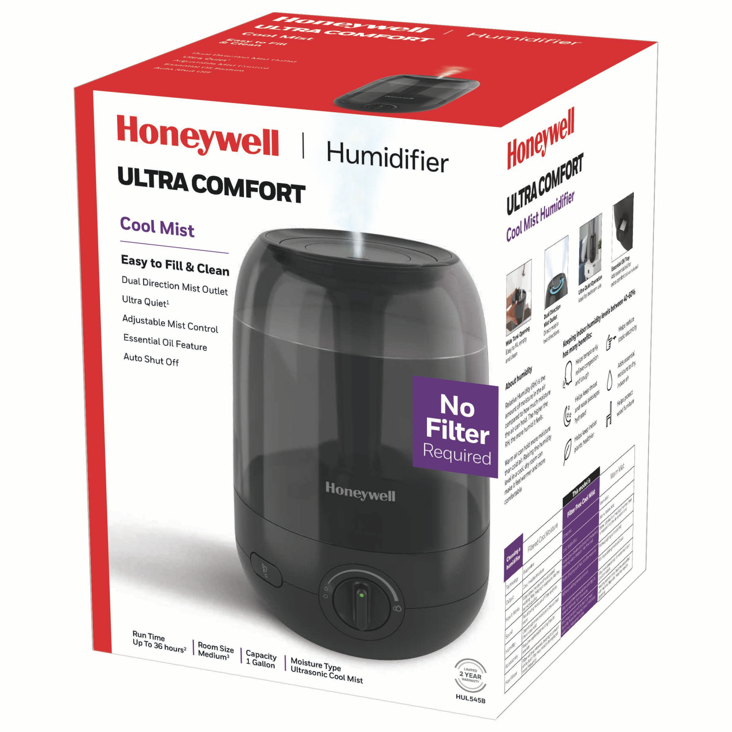 slide 1 of 2, Honeywell Humidifier Cool Mist Black, 1 gal