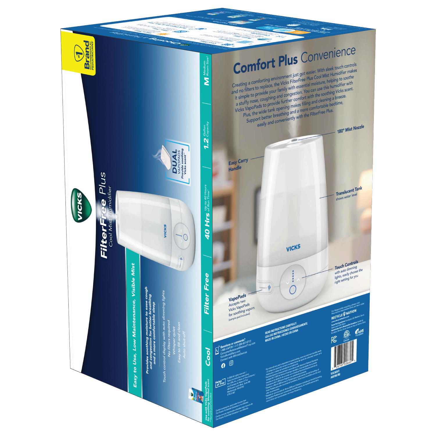 slide 2 of 4, Vicks FilterFree Plus Cool Mist Humidifier Medium 1 ea, 1 ct