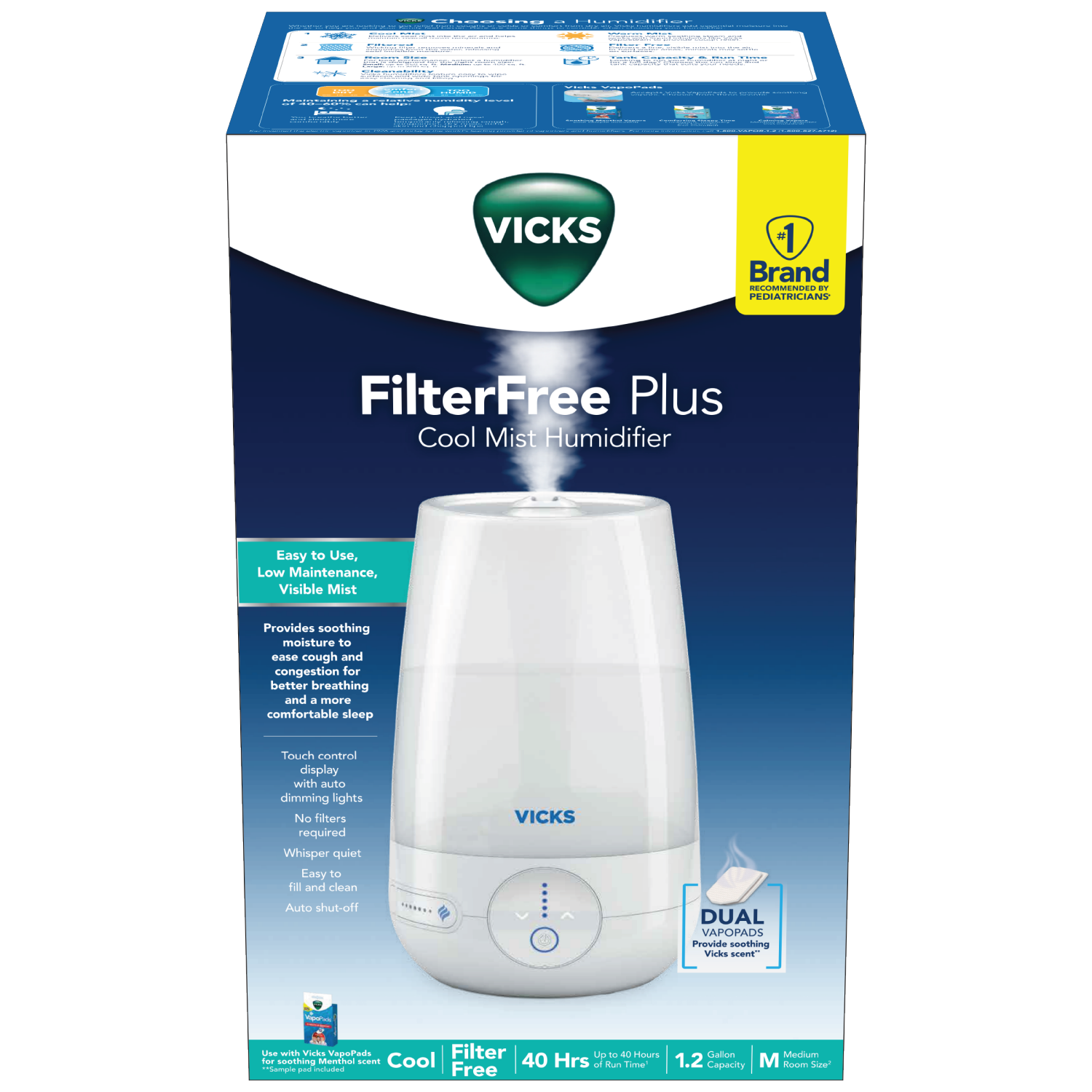 slide 1 of 4, Vicks FilterFree Plus Cool Mist Humidifier Medium 1 ea, 1 ct