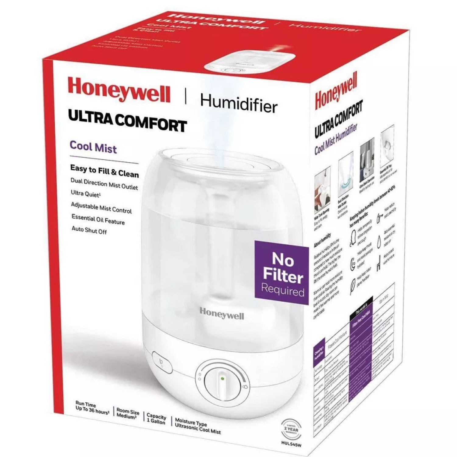slide 1 of 2, Honeywell Ultrasonic Egg Humidifier HUL545W, 1 ct