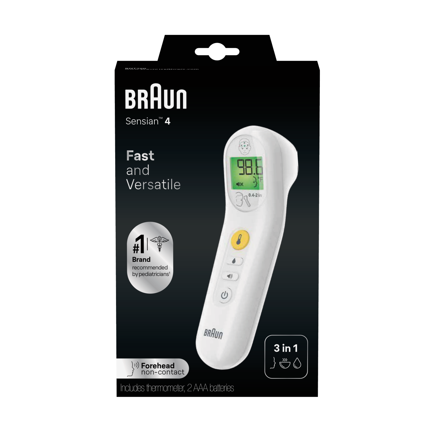 slide 1 of 4, Braun No Touch 3-in-1 Thermometer BNT100US, 1 ct