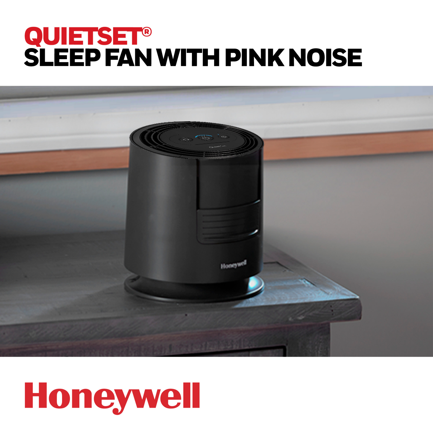 slide 3 of 8, Honeywell QuietSet Sleep Fan with Pink Noise, New, W 7.0" x H 7.4" x L 7.0", Black, HTF300B, black