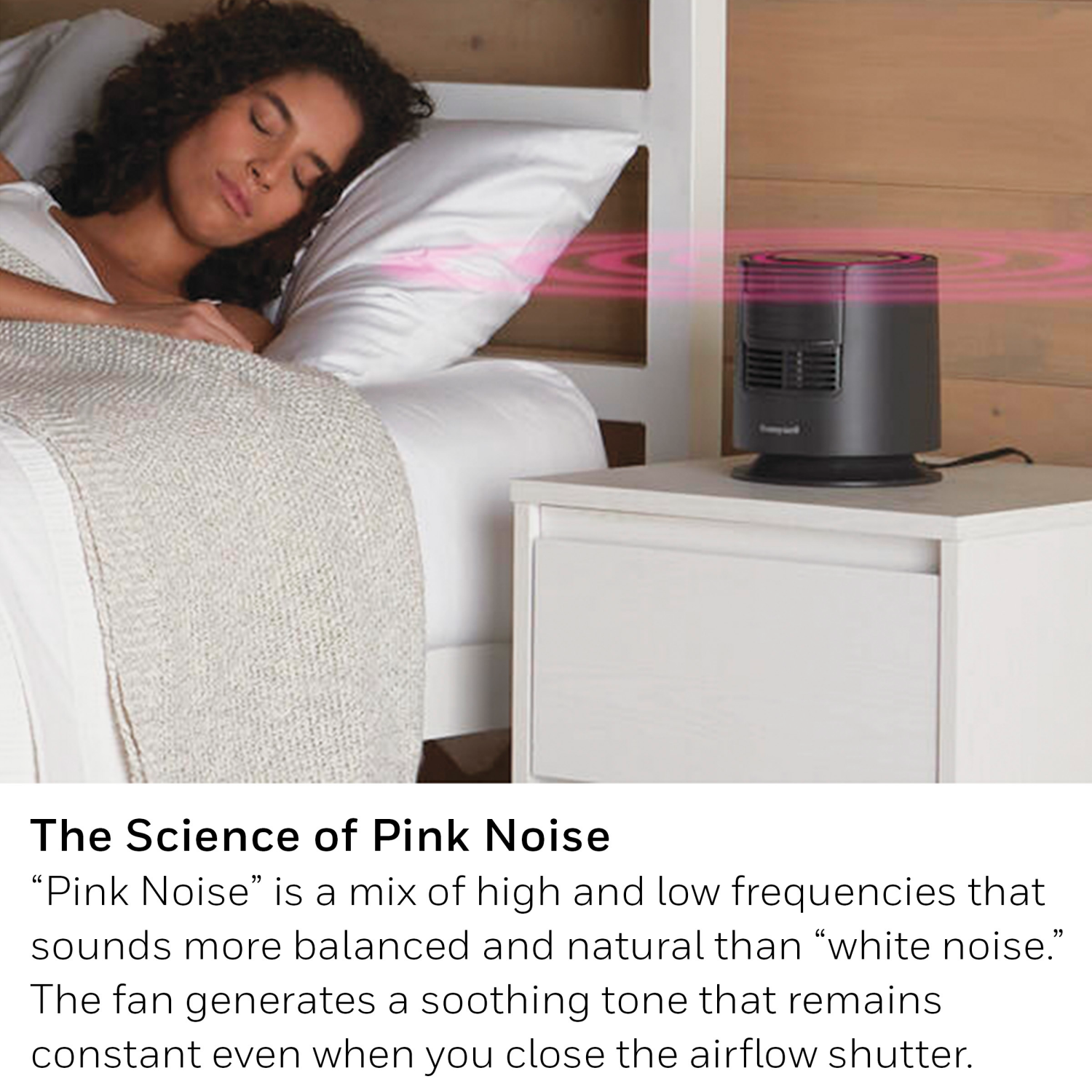 slide 4 of 8, Honeywell QuietSet Sleep Fan with Pink Noise, New, W 7.0" x H 7.4" x L 7.0", Black, HTF300B, black