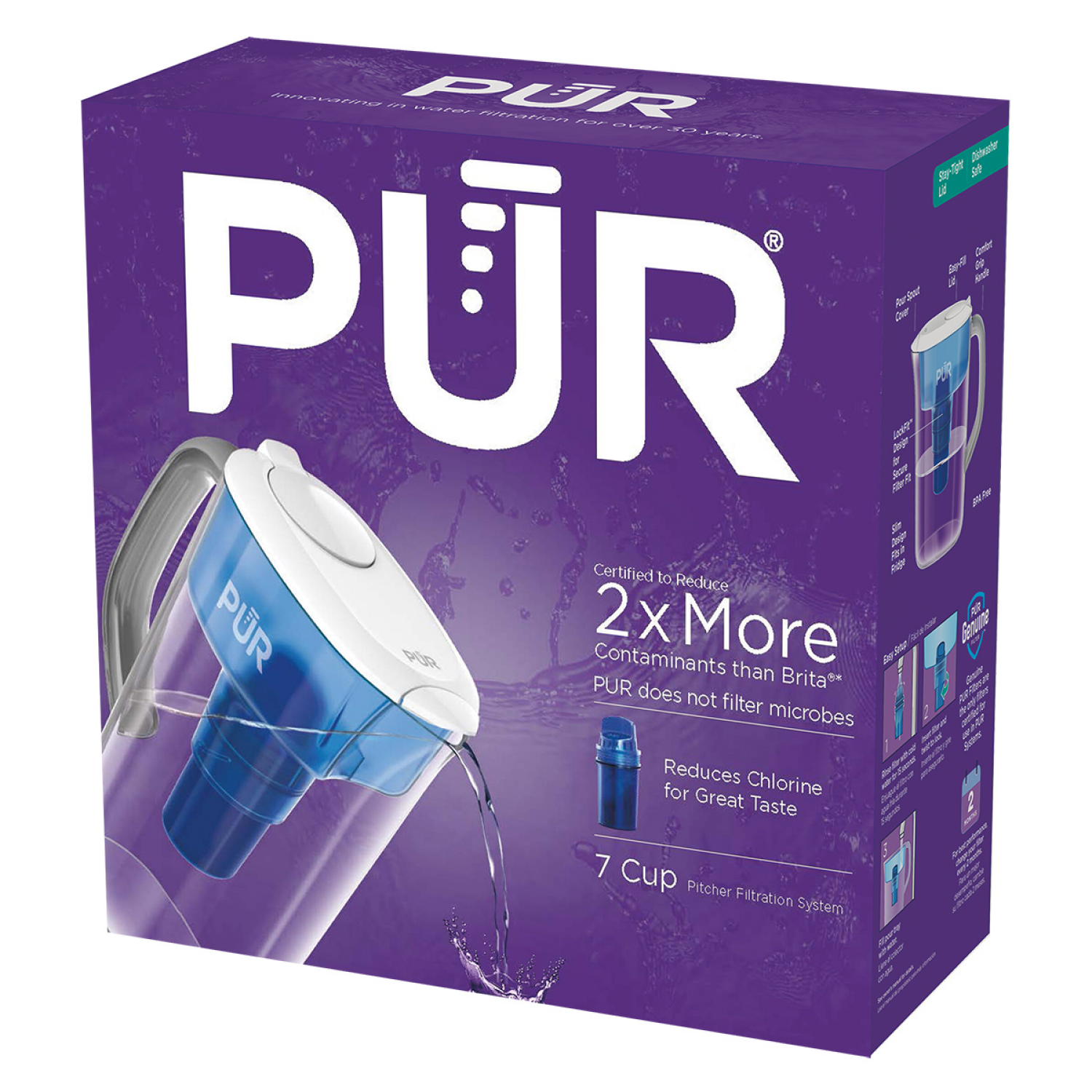 slide 7 of 8, Pur 6-Cup Pitcher with Sleeve - Blue, 1 ct