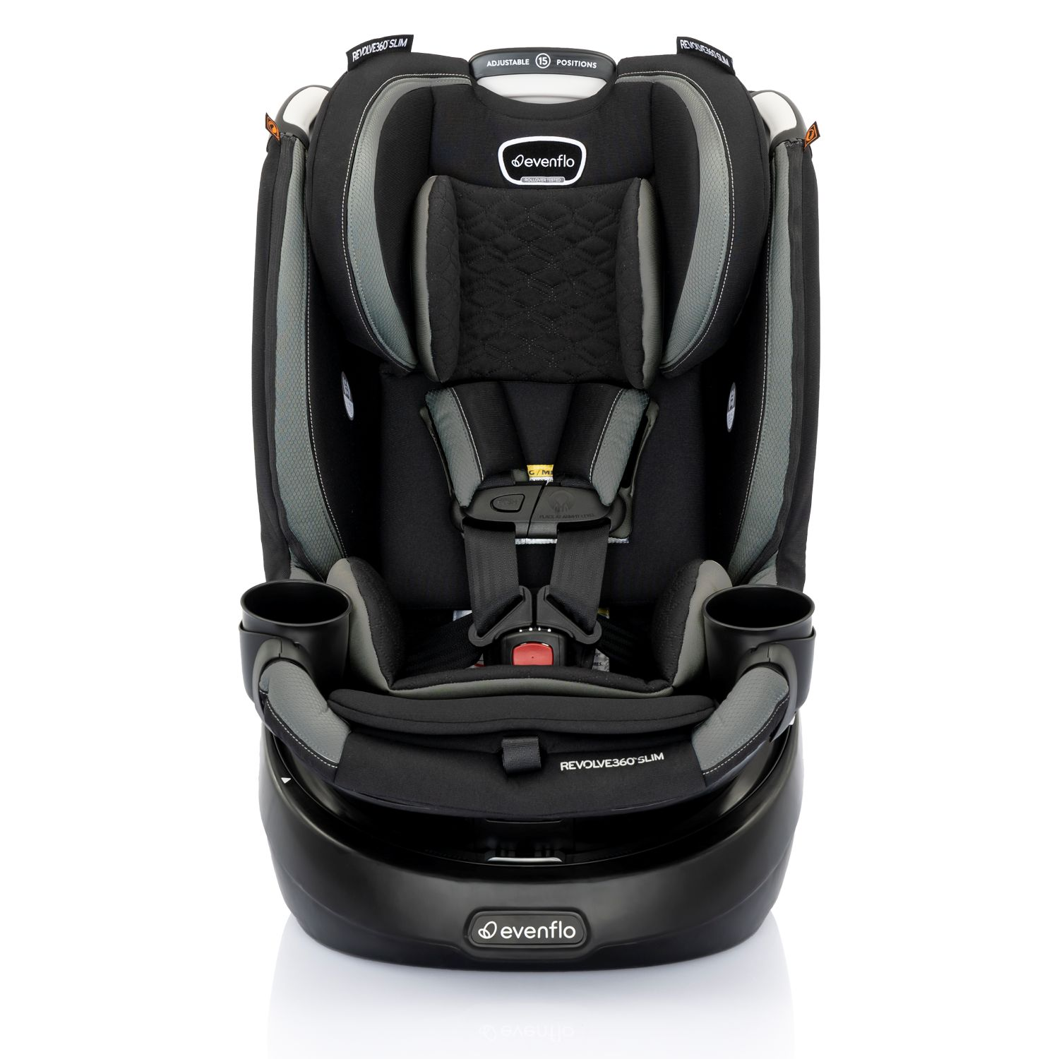 slide 1 of 1, Evenflo Revolve360 Slim 2-in-1 Rotating Car Seat with Quick Clean Cover (Salem Black), 28.20 lb