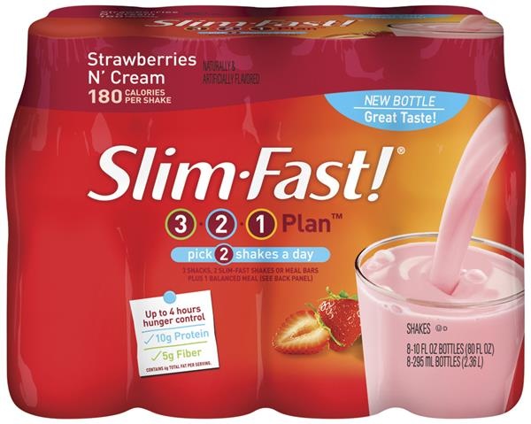 slide 1 of 1, SlimFast Strawberries and Cream Shakes - 8 ct, 8 ct