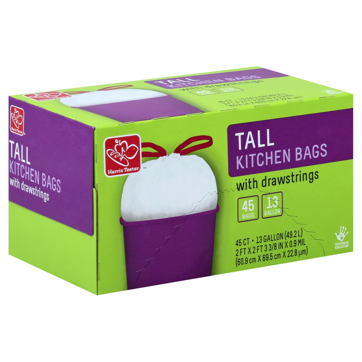 slide 5 of 5, Harris Teeter Drawstring Kitchen Bags, 45 ct