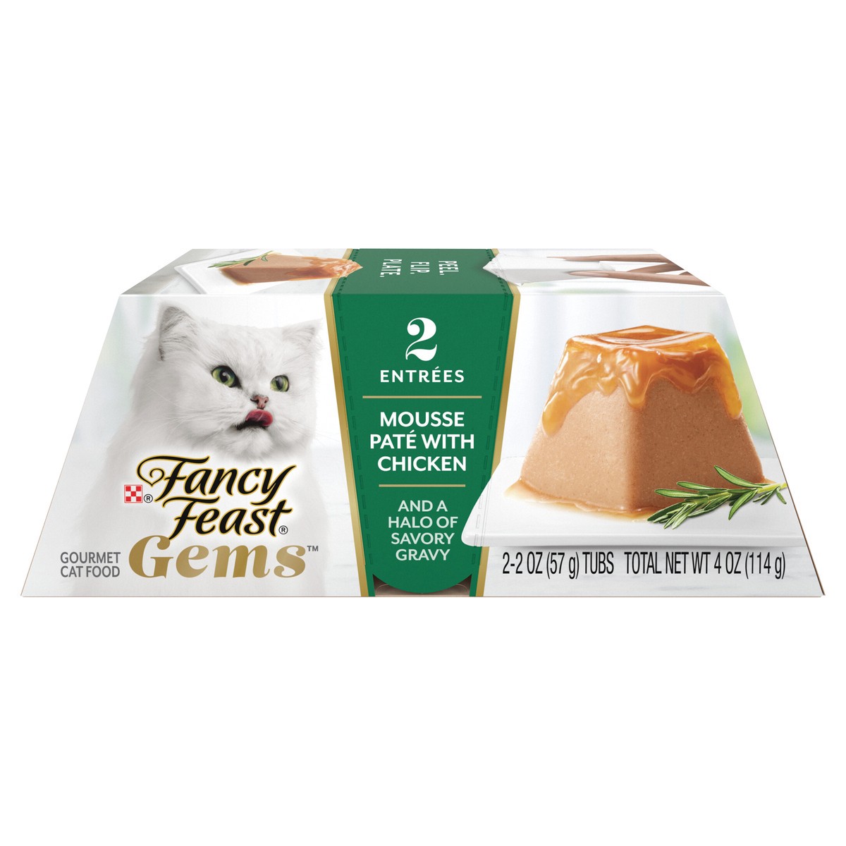 slide 1 of 10, Fancy Feast Purina Fancy Feast Gems Mousse Pate With Chicken and Halo of Savory Gravy Cat Food - 4 oz. Box, 2 ct