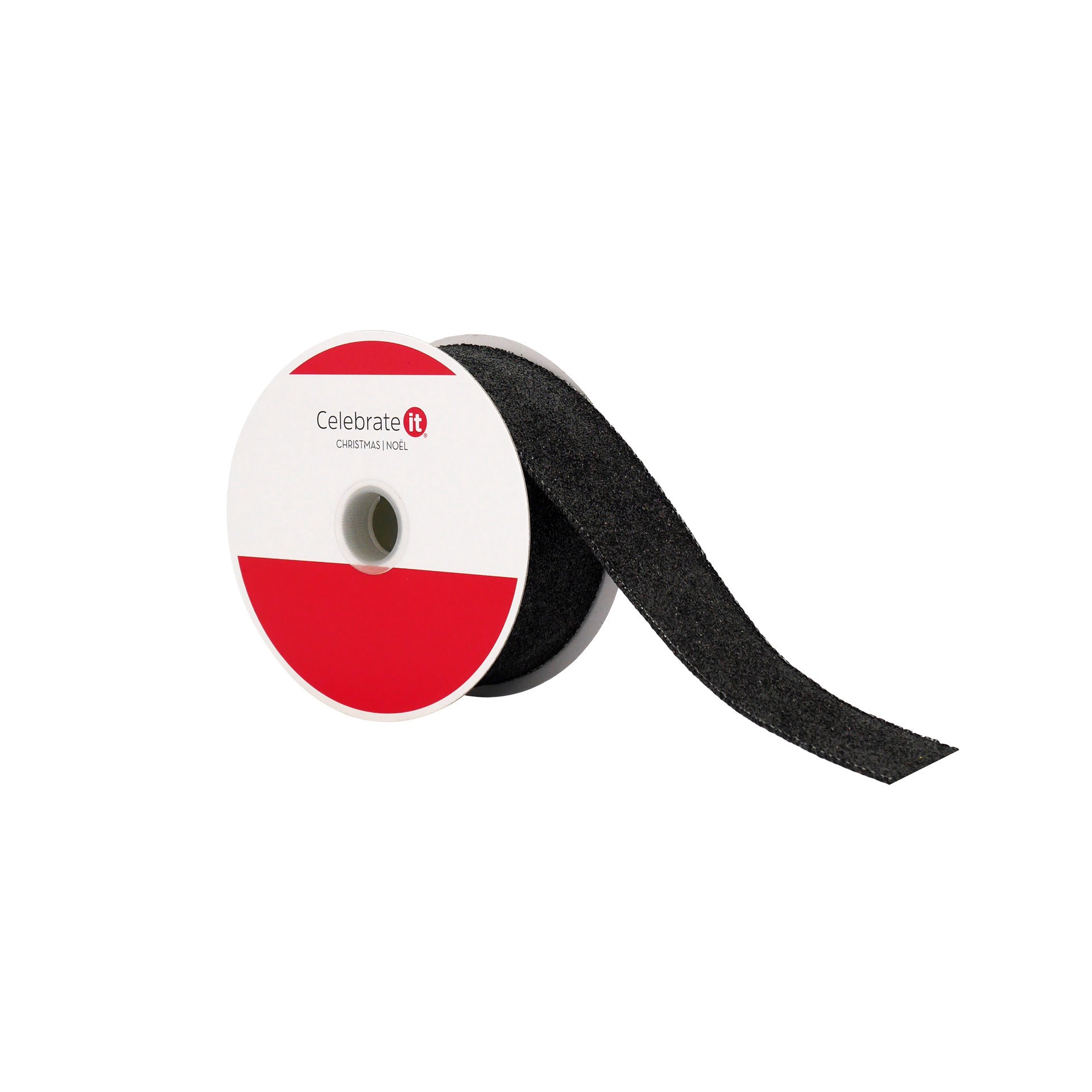 slide 2 of 3, 1.5" X 30ft. Black Glitter Wired Taffeta Ribbon By Celebrate It, 1.5 in x 30 ft