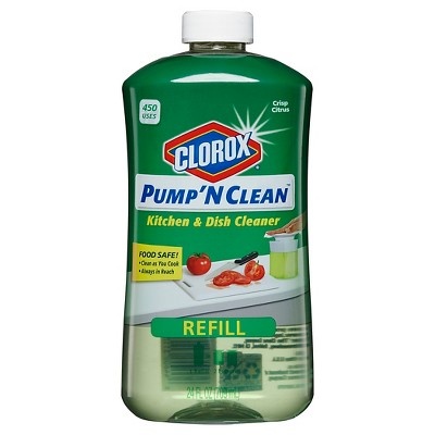 slide 1 of 1, Clorox Pump'N Clean Kitchen & Dish Cleaner Refill Crisp Citrus Scent, 24 oz