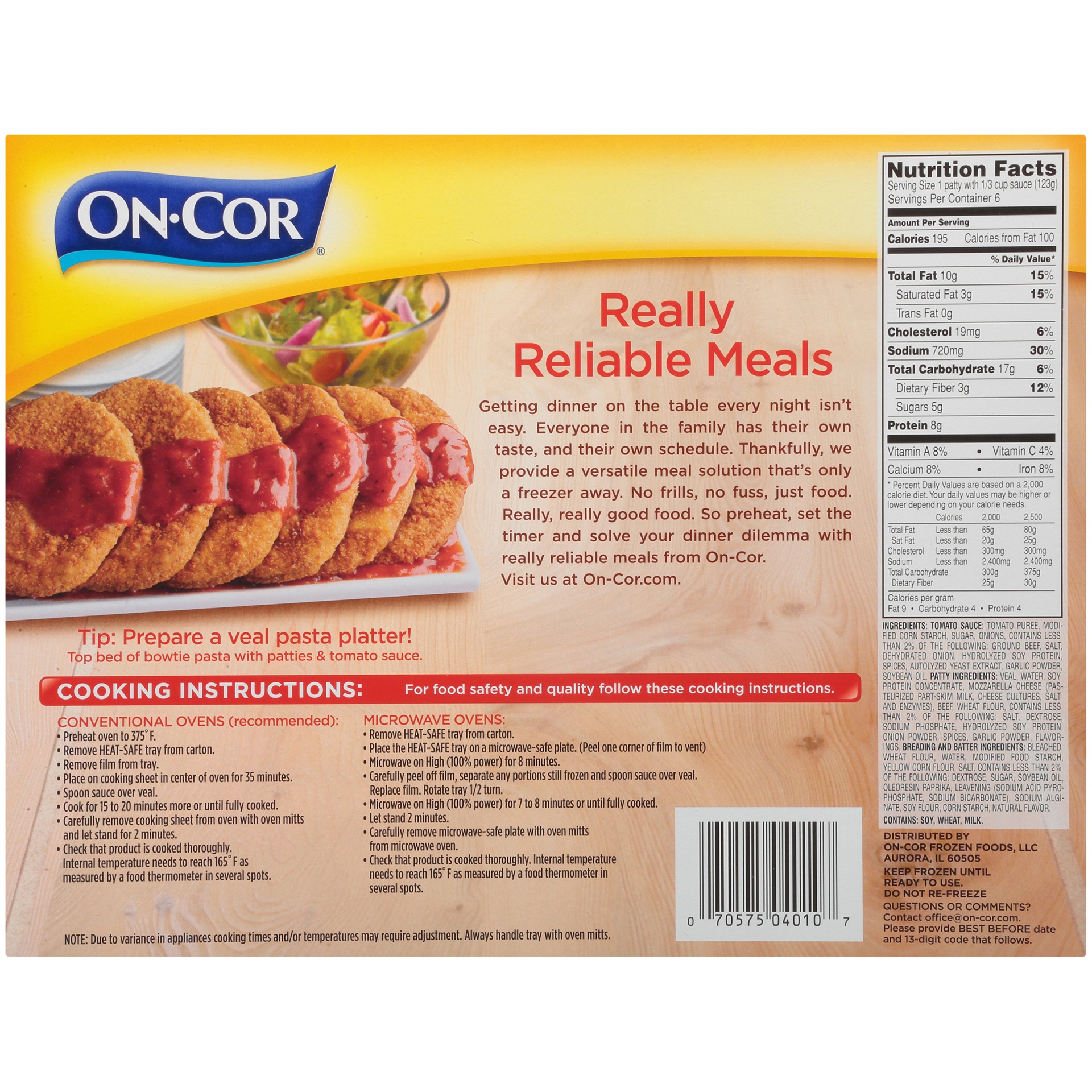 Oncor Breaded Veal Parmagiana with Tomato Sauce, Family Size 26 oz Shipt