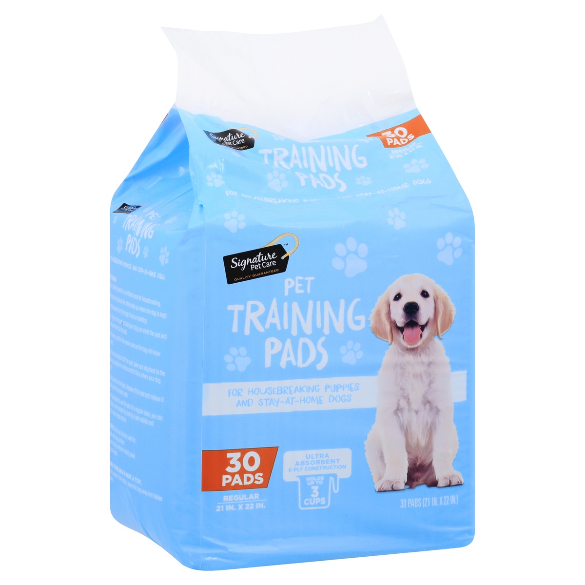 slide 3 of 9, Signature Pet Care 6-Ply Ultra Absorbent Regular Pet Training Pads 30 ea, 
