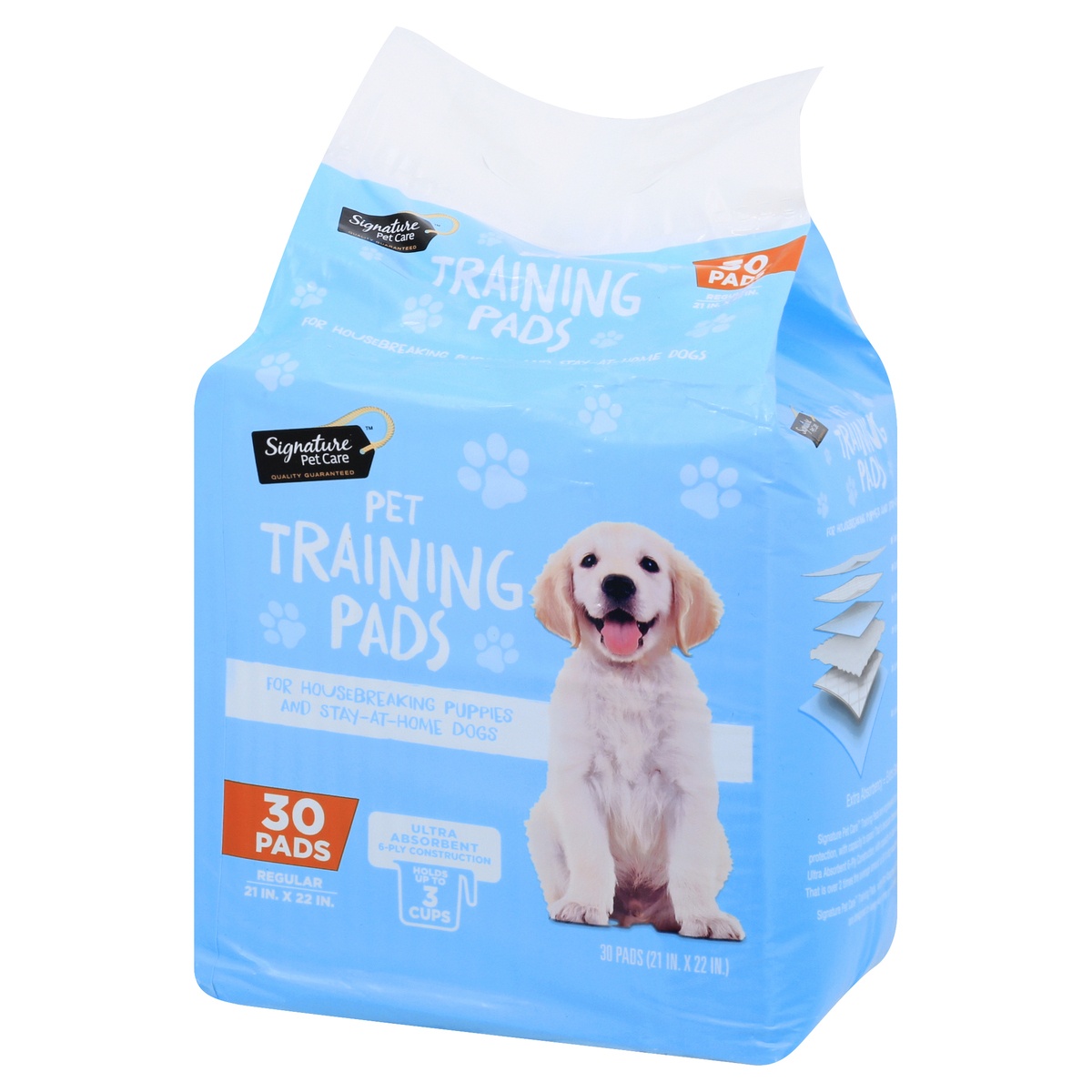 slide 2 of 9, Signature Pet Care 6-Ply Ultra Absorbent Regular Pet Training Pads 30 ea, 