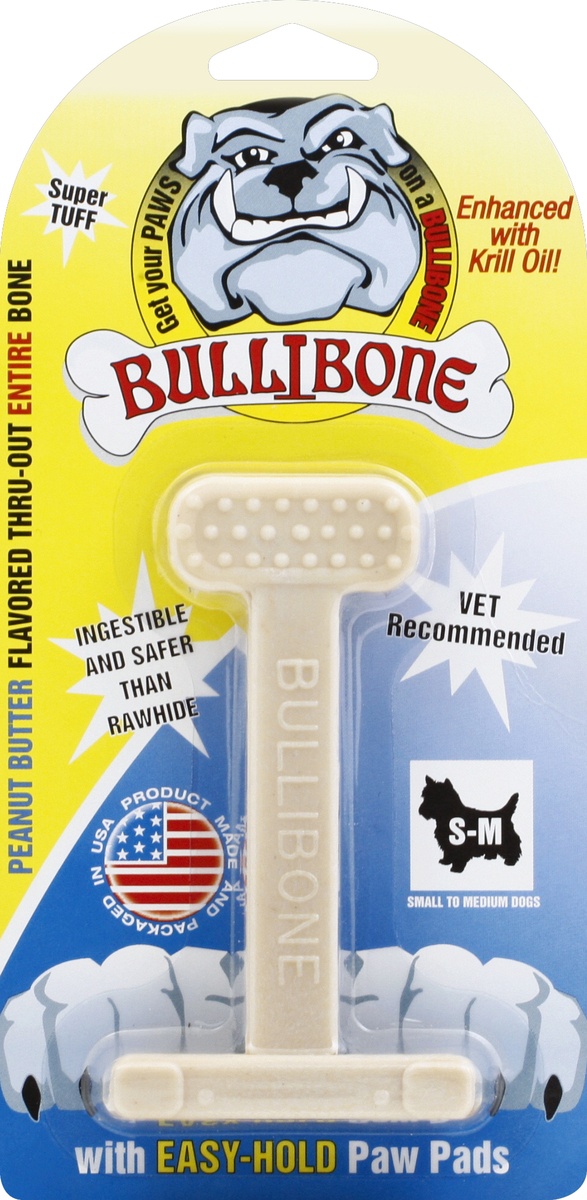 slide 4 of 7, Bullibone Dog Chew Nylon Oral Care Bone Peanut Butter Small - Each, 1 ct