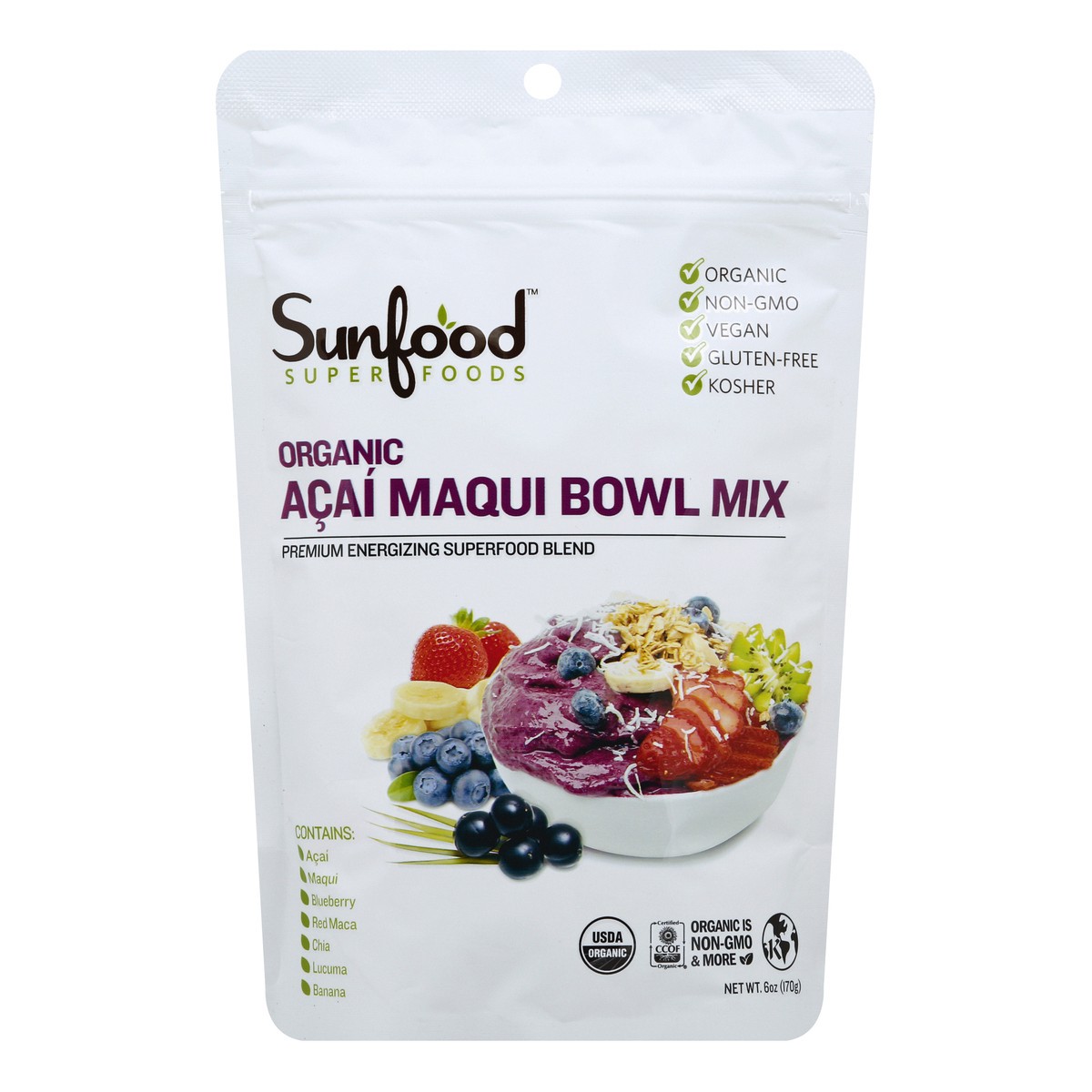 slide 2 of 3, SunFood Superfoods Acai Maqui Bowl Mix 6 oz, 6 oz