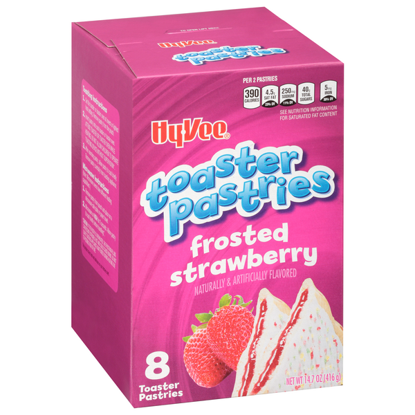 slide 1 of 1, Hy-vee Frosted Strawberry Toaster Pastries - 8 ct; 14.7 oz, 8 ct; 14.7 oz