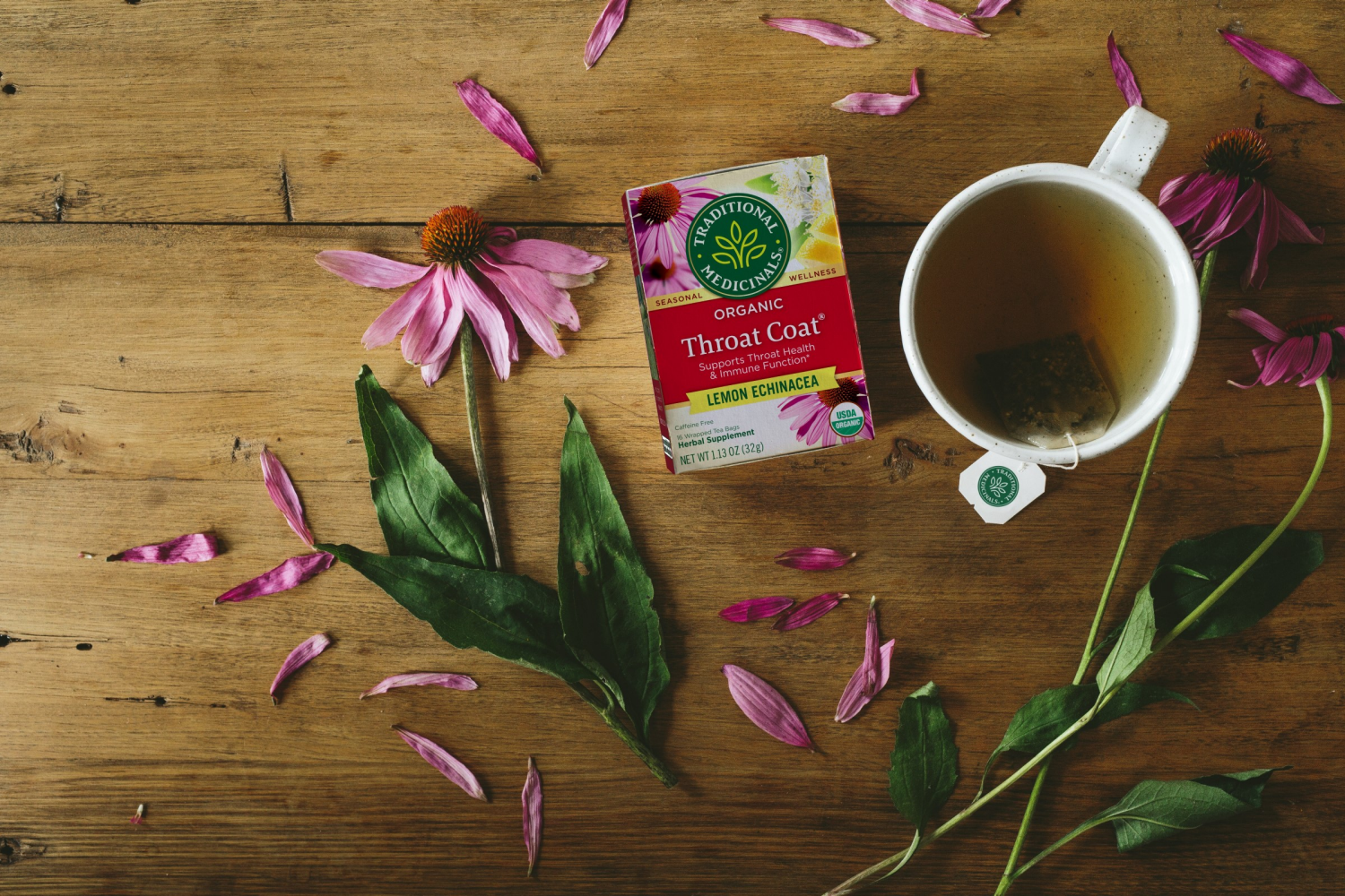 slide 4 of 4, Traditional Medicinals Organic Throat Coat Lemon Echinacea Tea, 16 ct; 1.13 oz