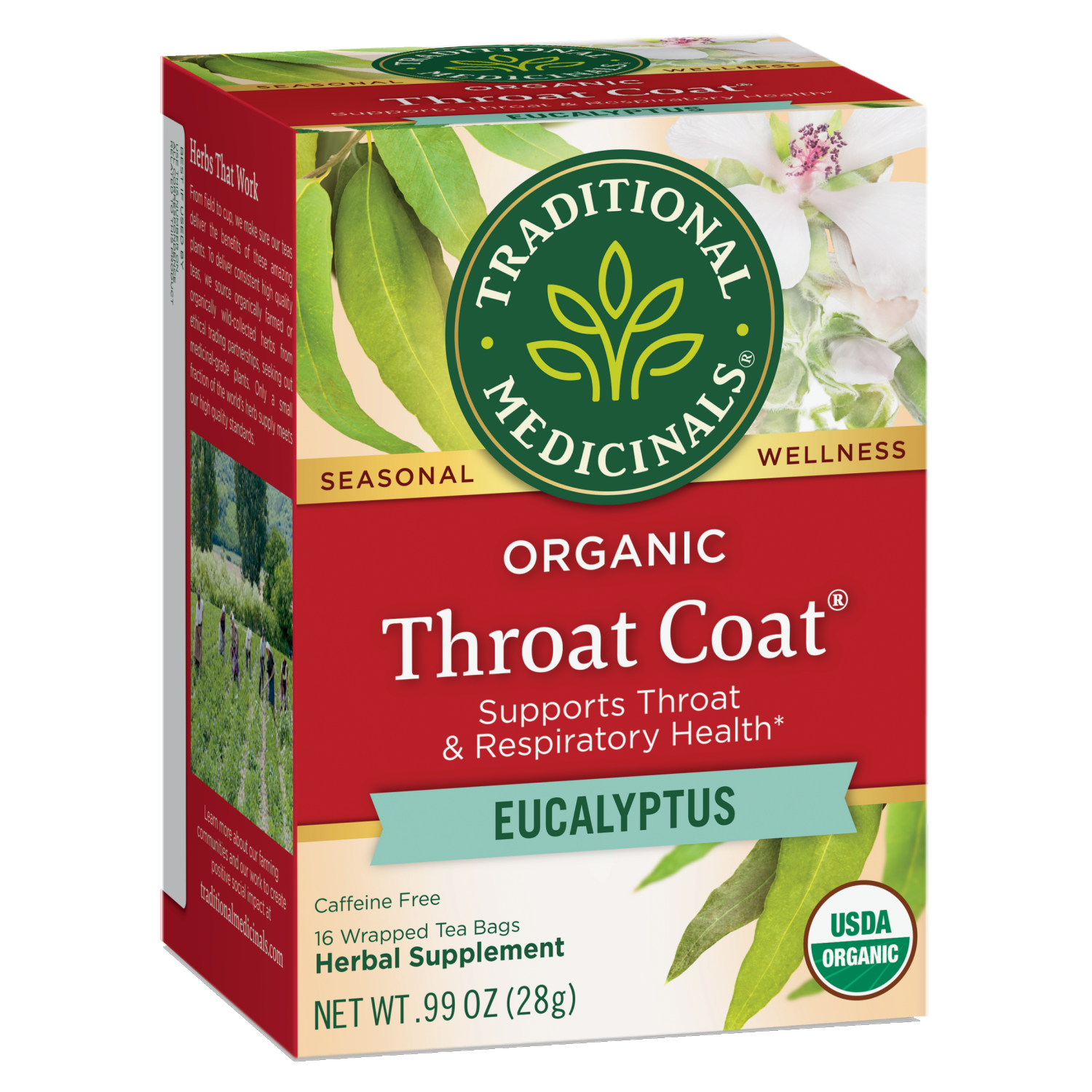 slide 2 of 4, Traditional Medicinals Organic Throat Coat Eucalyptus Tea, 16 ct