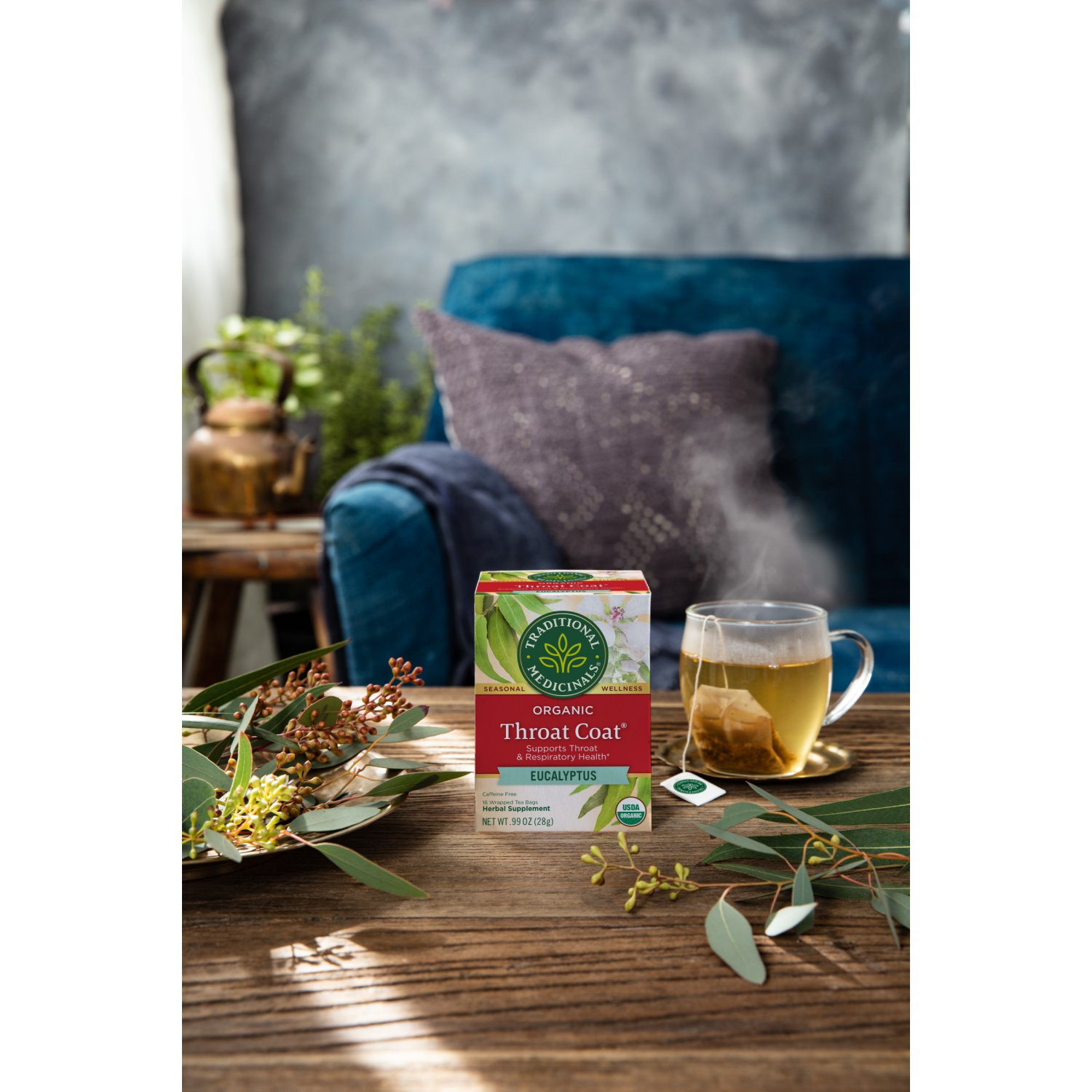 slide 4 of 4, Traditional Medicinals Organic Throat Coat Eucalyptus Tea, 16 ct