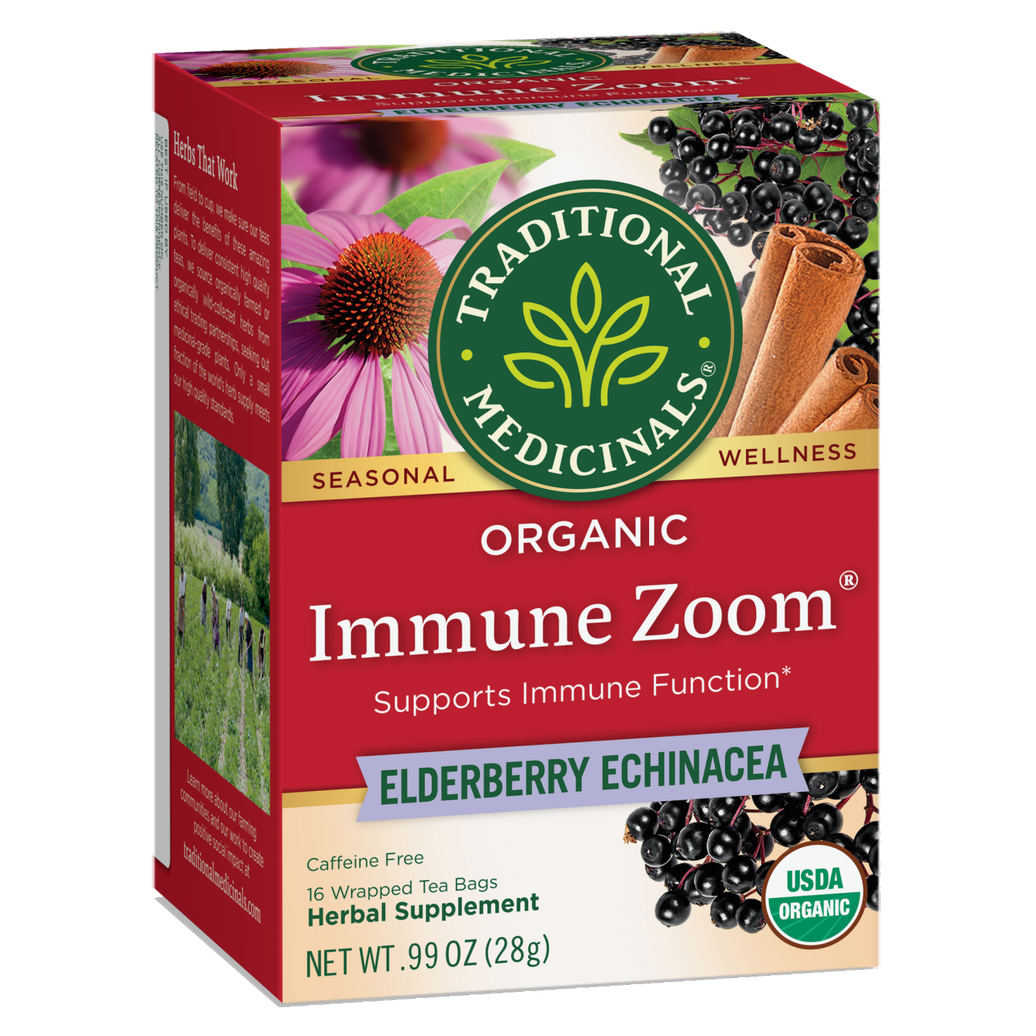 slide 2 of 4, Traditional Medicinals Organic Immune Zoom Elderberry Echinacea Tea, 16 ct