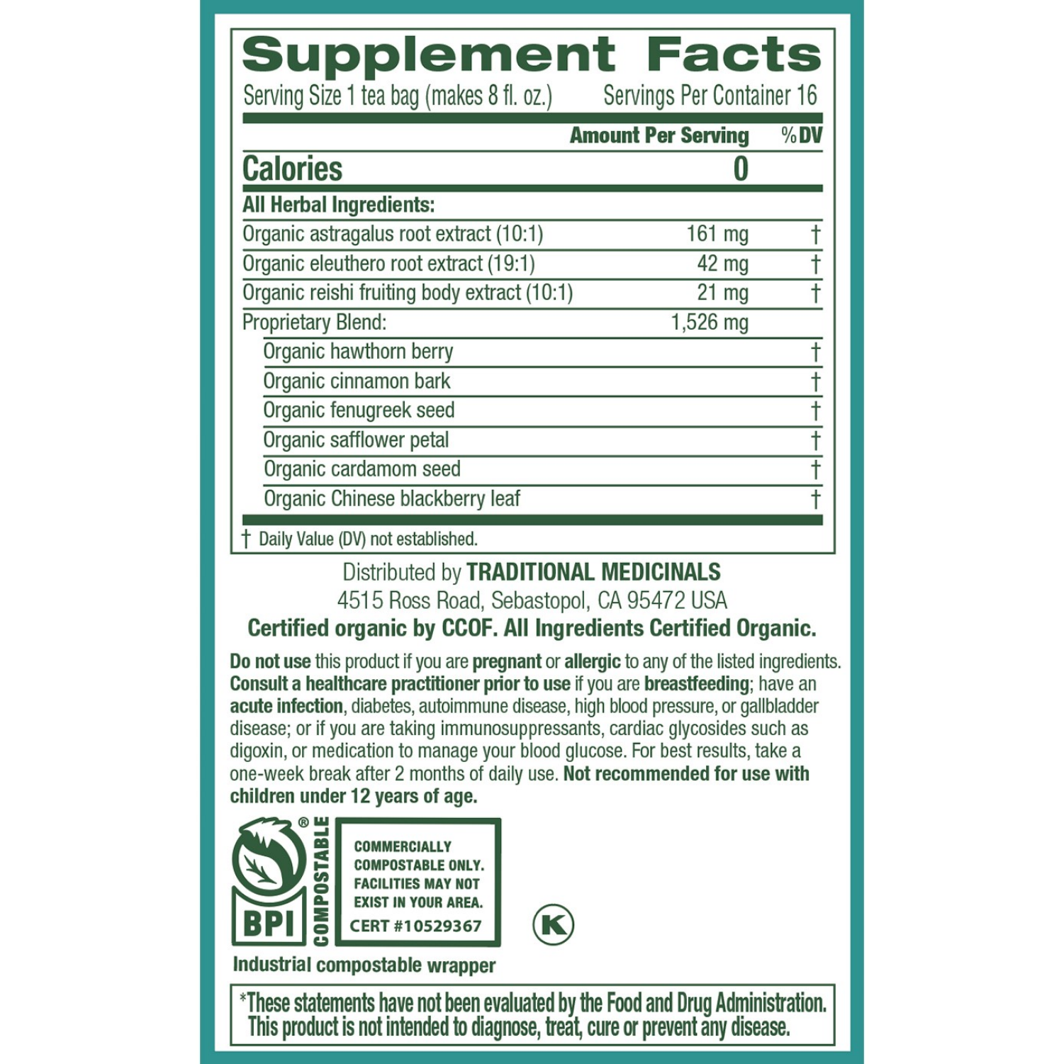 slide 2 of 3, Traditional Medicinals Organic Stress Ease Immune, 16 ct